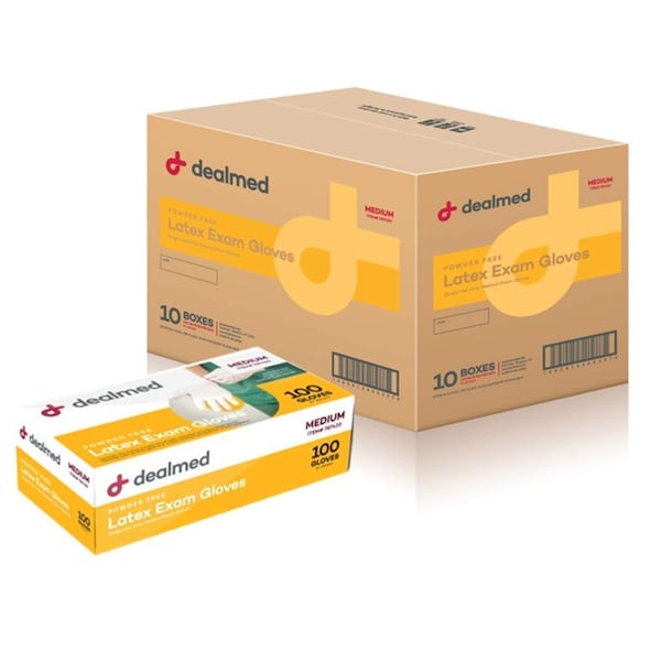Dealmed Disposable Gloves, Latex, Powder-Free, M, 1000 PK, Beige 787420 - main